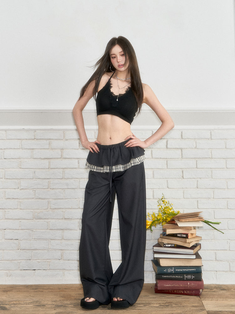 Ribbed Lace Panel Tank Top - CHINASQUAD