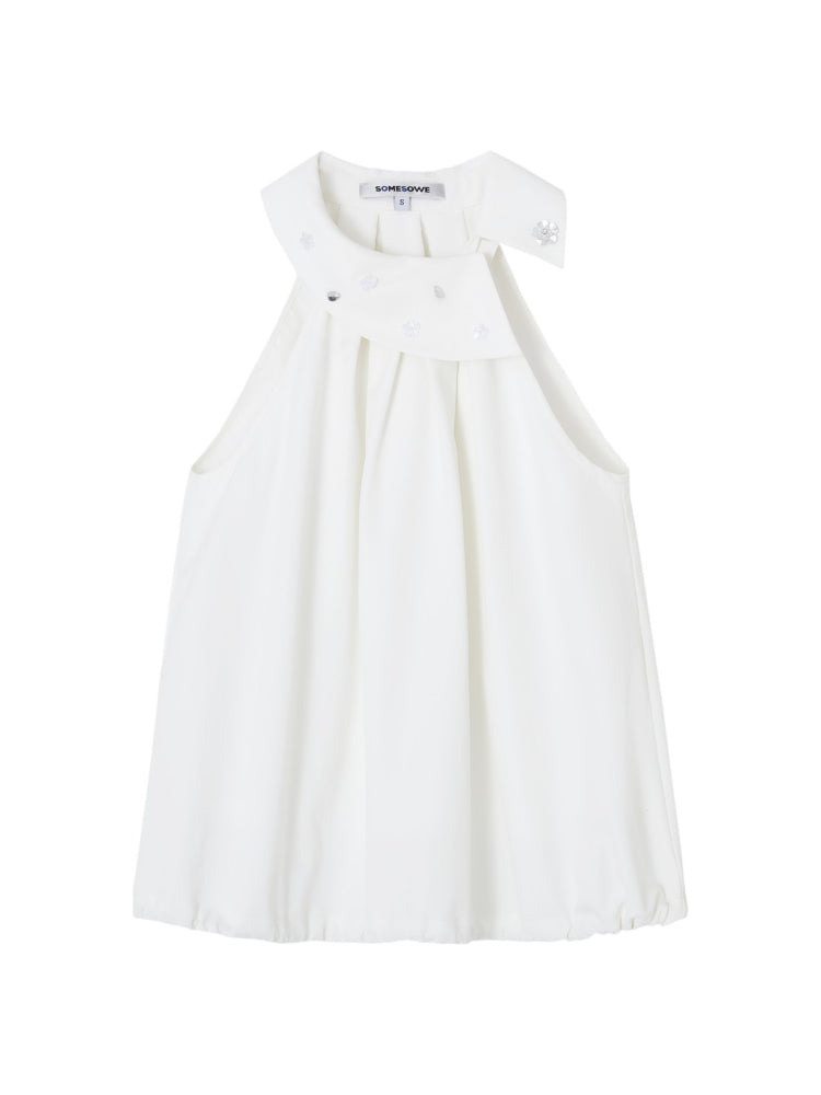 Halter Neck Off-Shoulder Crinkled Sleeveless Top - CHINASQUAD
