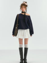 Lace Trim Off-Shoulder Sweatshirt - CHINASQUAD