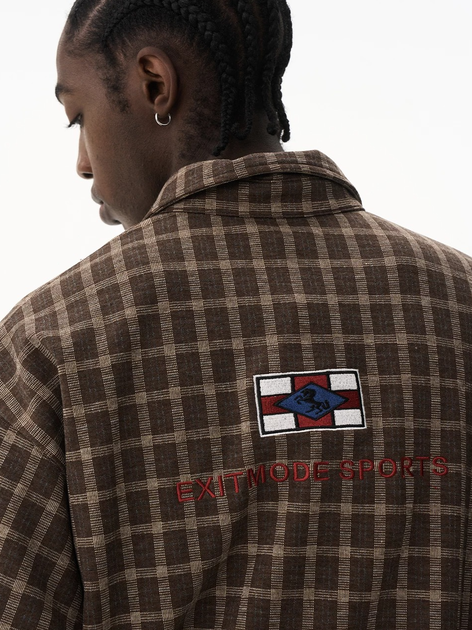 Vintage Plaid Badge Long Sleeve Polo Tee