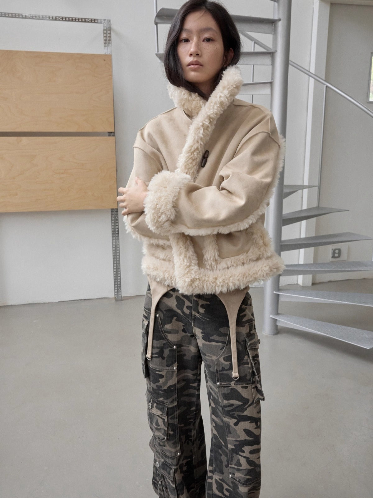 Shearling Reversible Suede Short Jacket