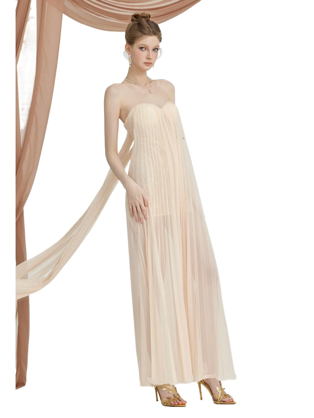 Thea Strapless Mesh Backless Dress