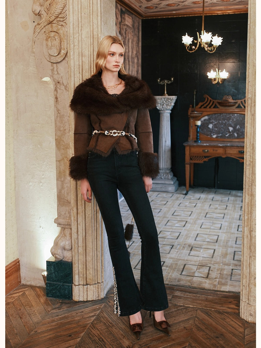 Mishka Faux Shearling Suede Cropped Jacket - CHINASQUAD