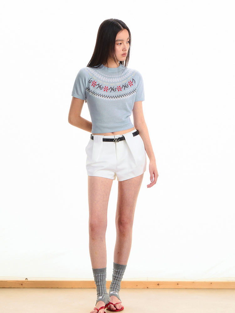 Fair Isle Jacquard Knit T-shirt - CHINASQUAD