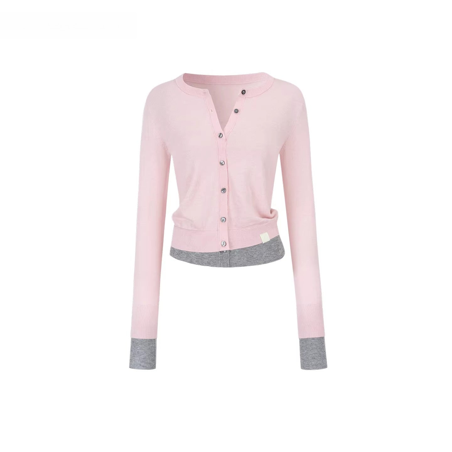 Patchwork Fitted Wool Knit Cardigan