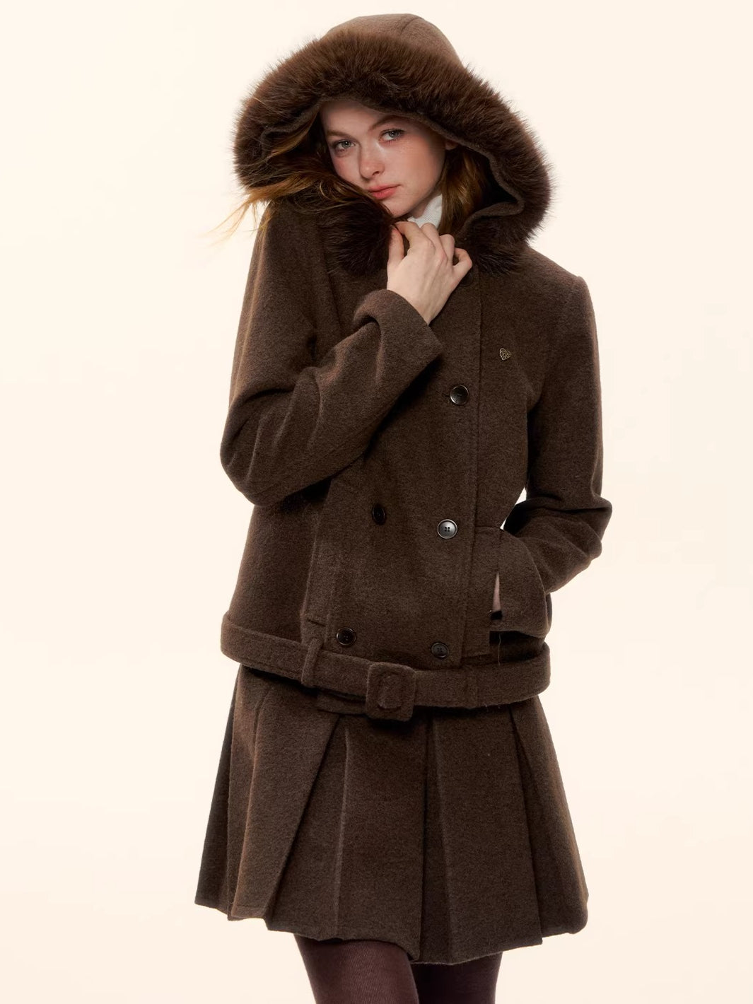 Sculpted Drawstring Cocoon Fleece Hoodie Jacket