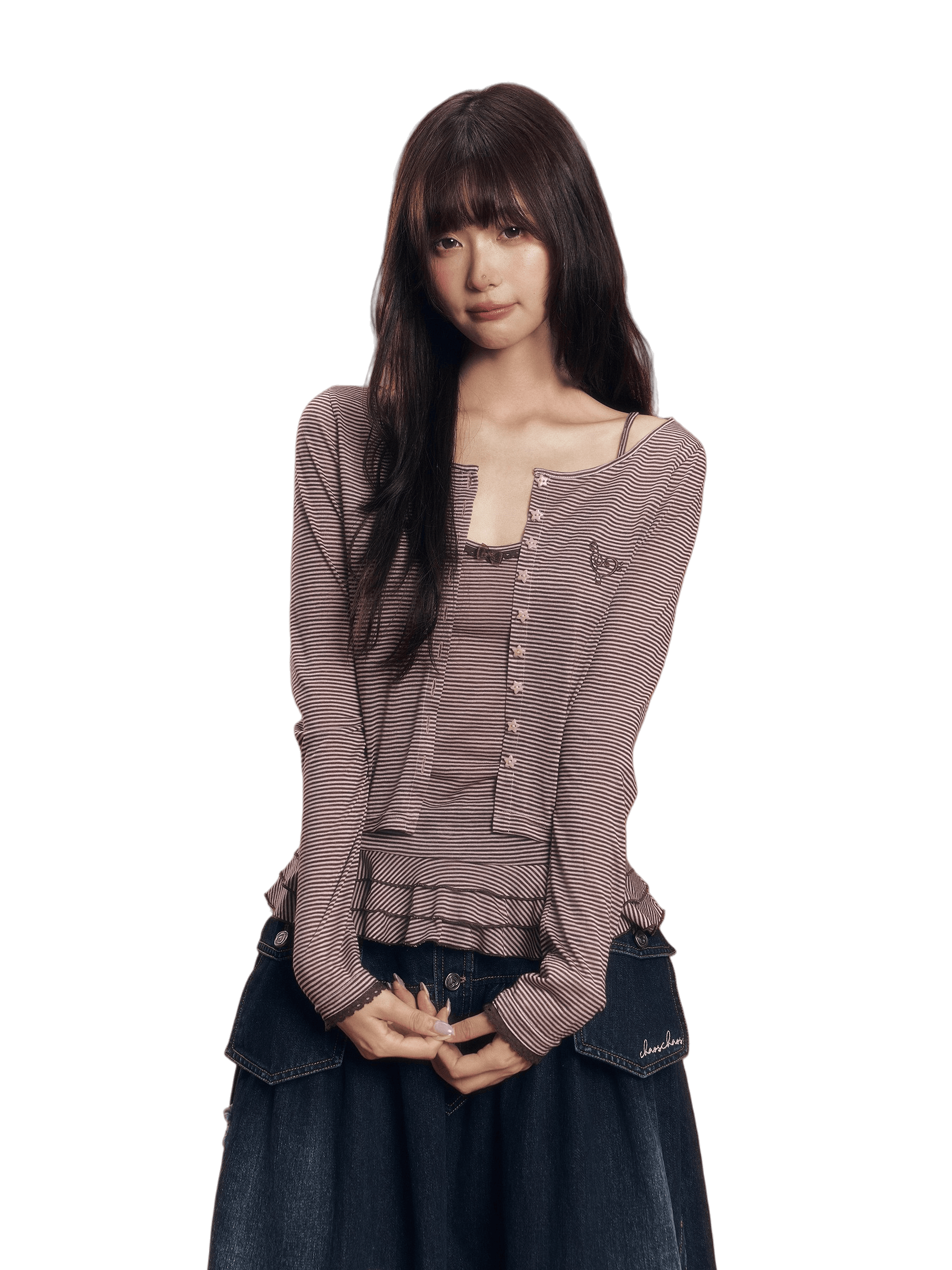 Lyocell Knit Cardigan Lace-Trim Camisole Set