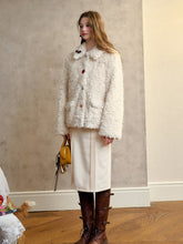 Cream Strawberry Gray-Blue Fur Jacket - CHINASQUAD