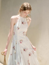 Halter Neck Printed Square Scarf Long Dress - CHINASQUAD