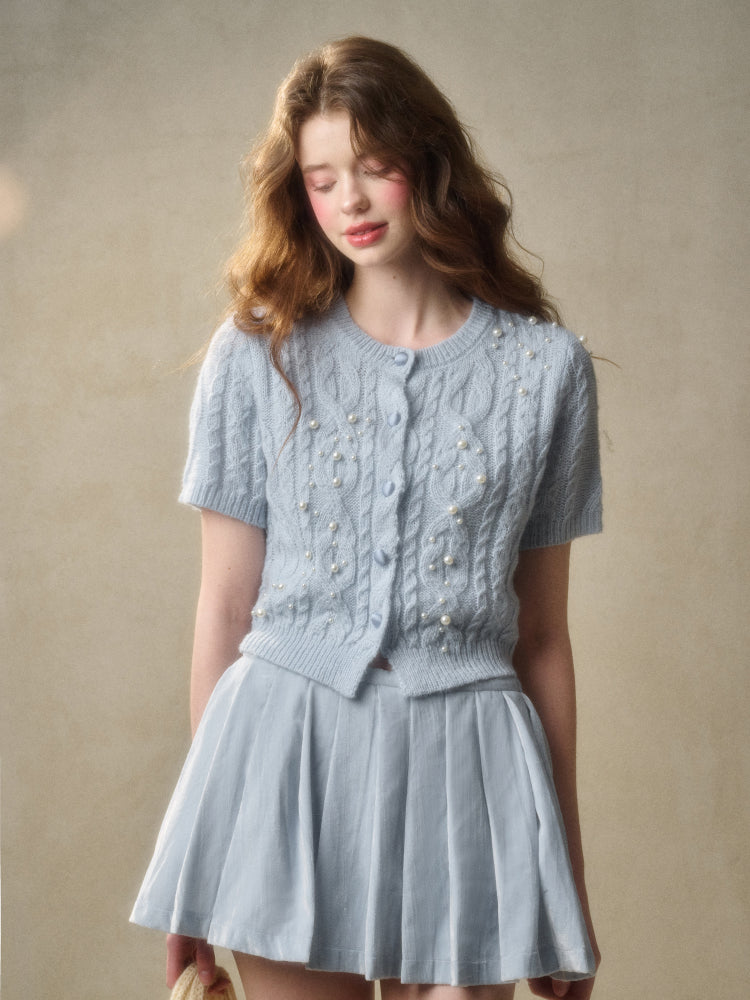 Velvet Floral Pleated Skirt - CHINASQUAD