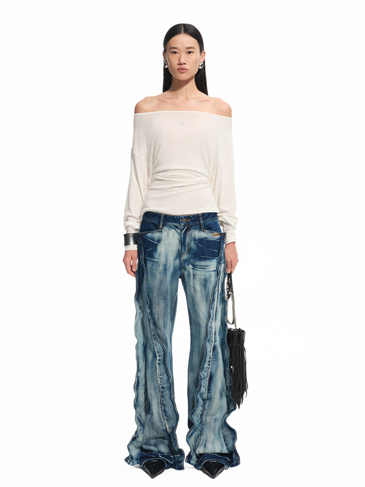 Asymmetric Shoulder Multi-way Wear Elastic T-Shirt - CHINASQUAD