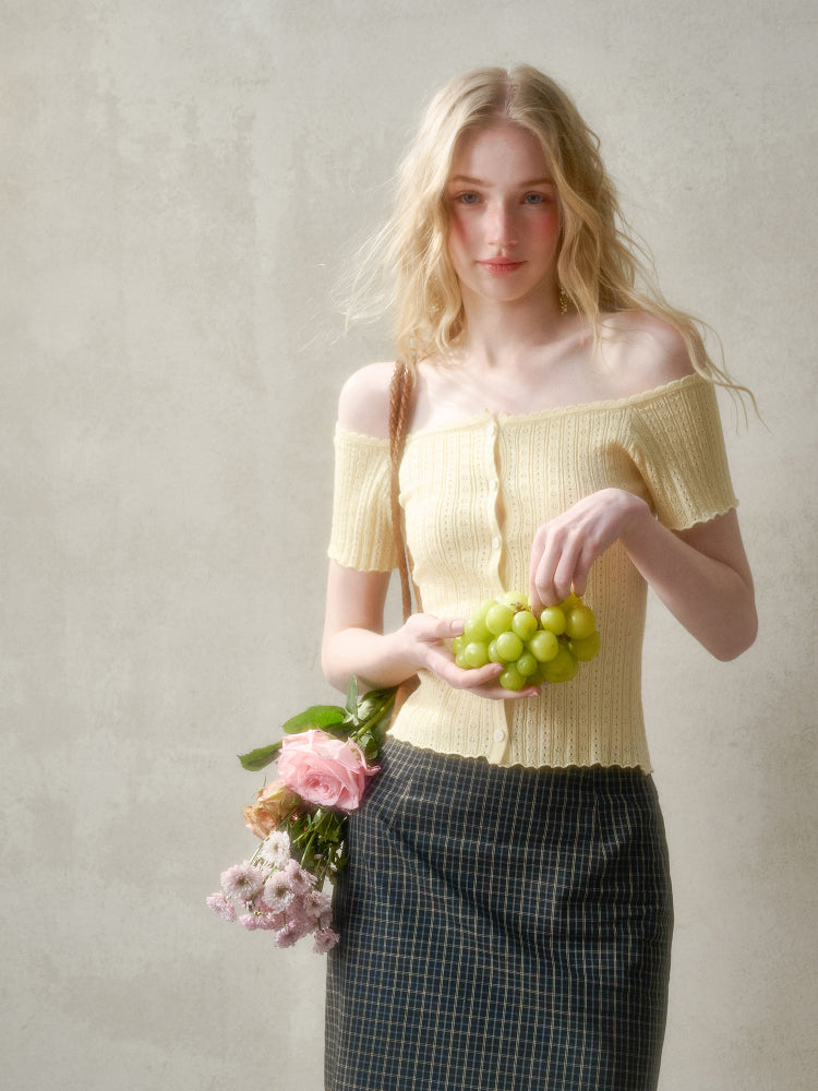 Summer-Colored One-Shoulder Cardigan - CHINASQUAD