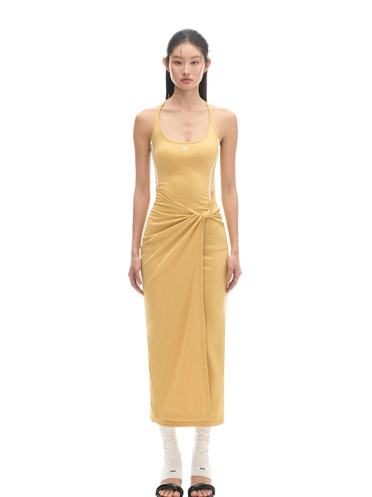 Color Block Casual Slimming Waist Mid-Length Dress - CHINASQUAD