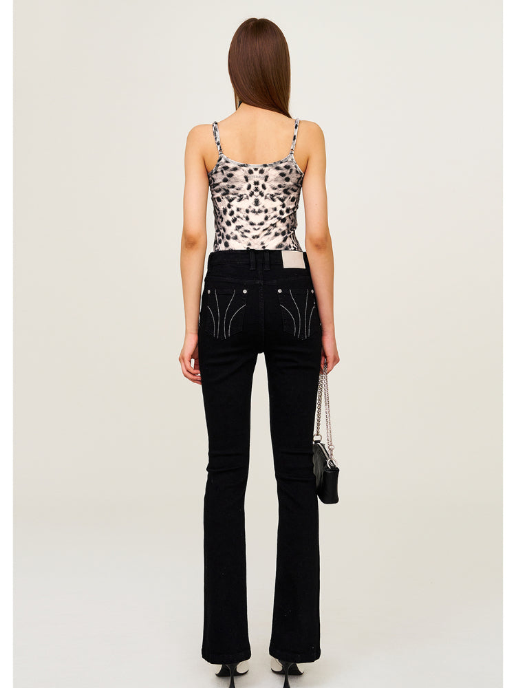 Leopard Print Sleeveless Outer - wear Sports Sling