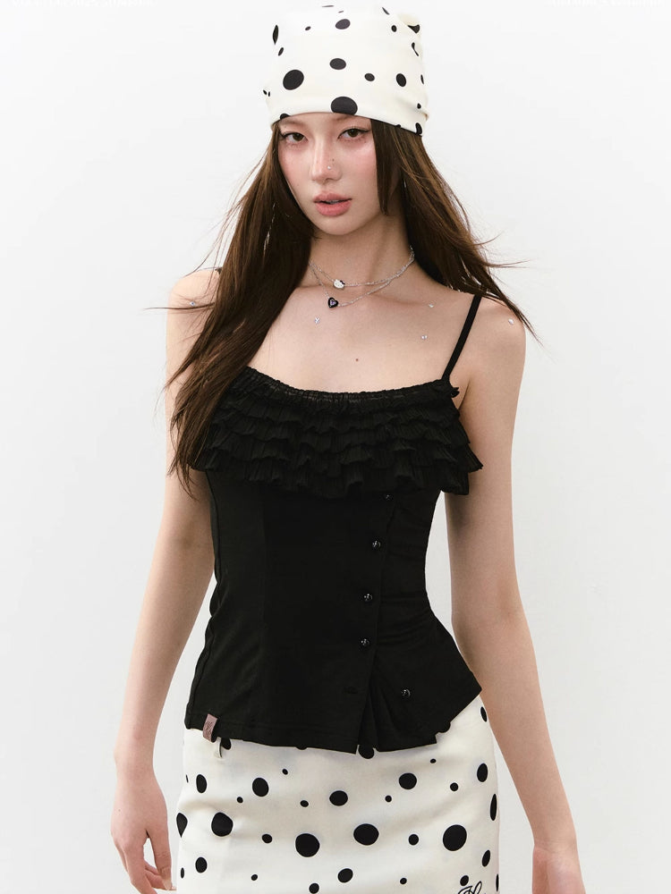 Multi-layer Neckline Waist-cinching Sling Vest - CHINASQUAD