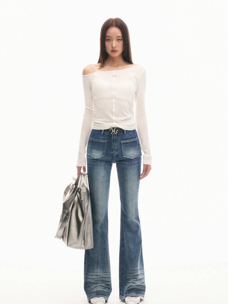 Asymmetric Slim-Fit Lightweight Wool Long-Sleeve T-Shirt - CHINASQUAD