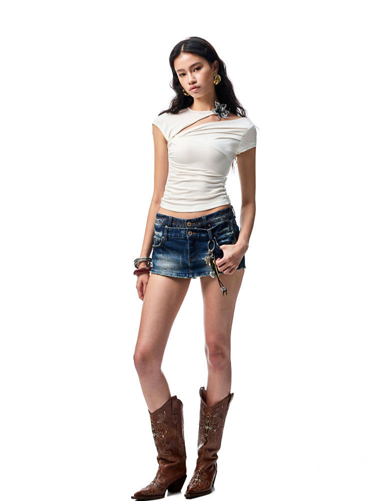 Knot-Pleated Slim-Fit Acetate T-shirt - CHINASQUAD