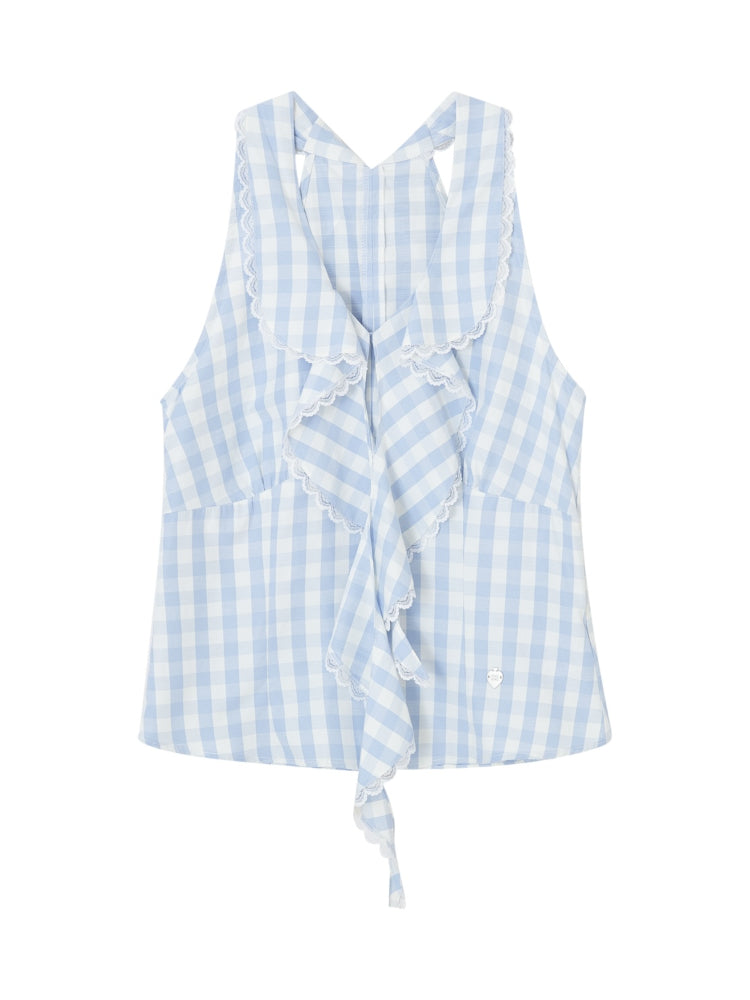 V-Neck Lace Halter Vest - CHINASQUAD