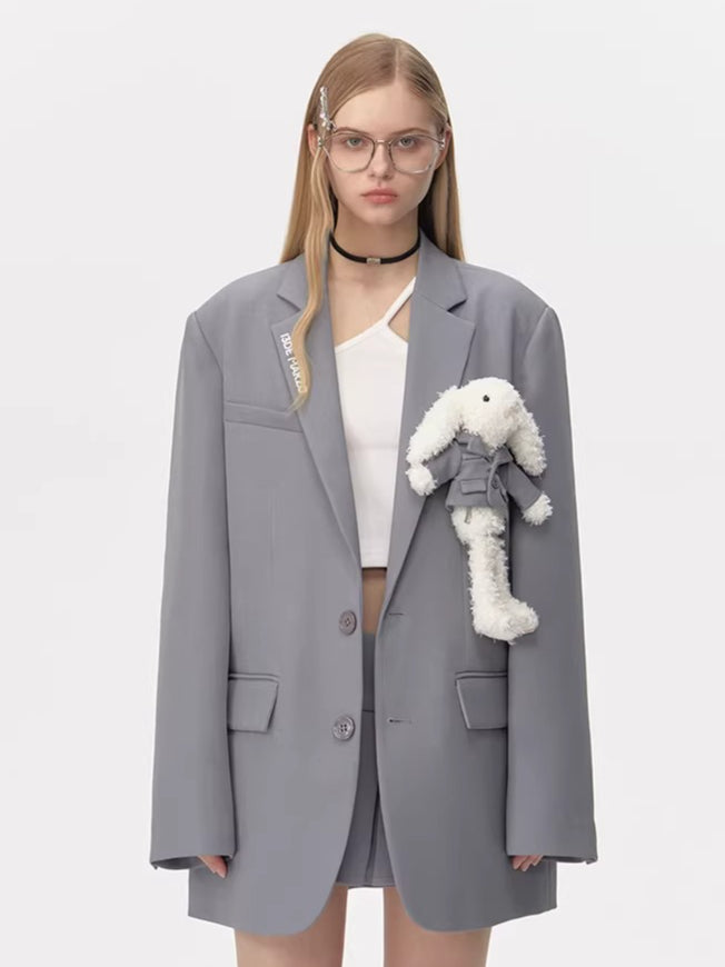 Plush Toy-Detail Relaxed-Fit Blazer