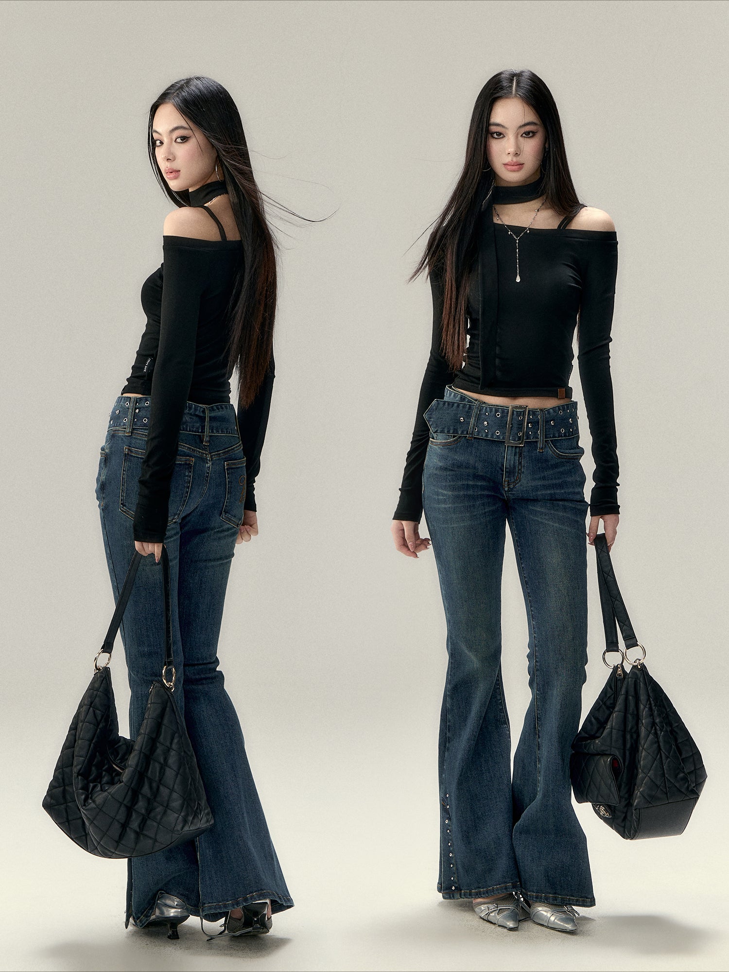 Wool Blend Asymmetric Shoulder T-Shirt - CHINASQUAD