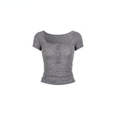 Black & Grey Henley Collar Embroidered T-Shirt - CHINASQUAD