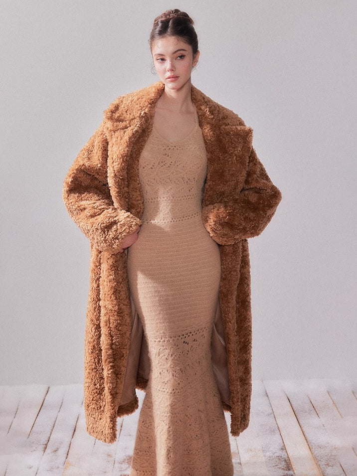 Hokkaido Letter Teddy Fleece Oversized Coat