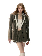 Taupe Lace Wool Blazer - CHINASQUAD