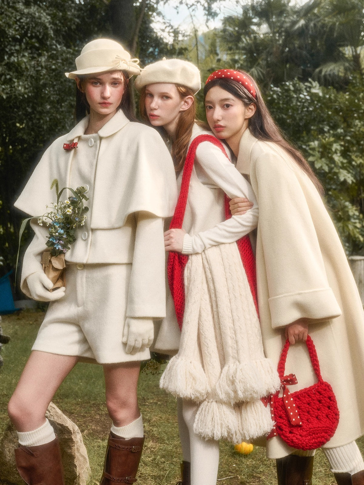 Sunday Wool Blend Cape Jacket & Shorts Set