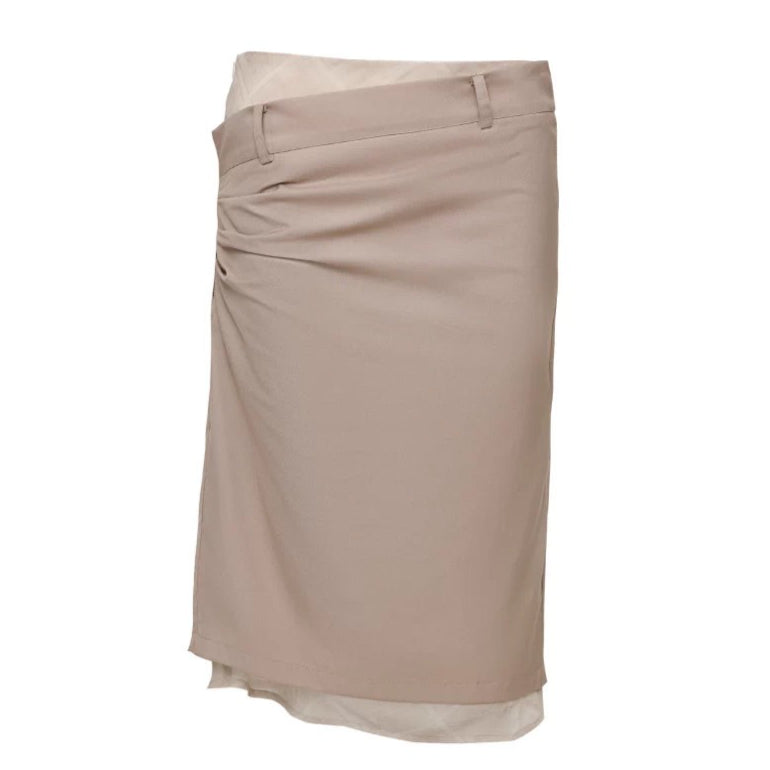 Deconstructed Check Patchwork Straight Midi Skirt