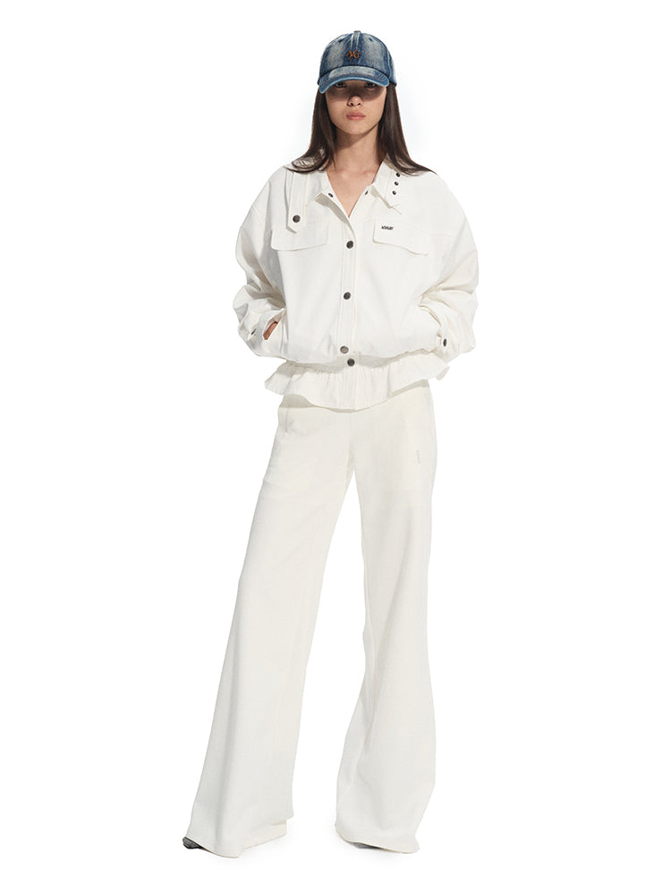 Fine Twill Wrinkle-Resistant Hem Pleated Silhouette Jacket - CHINASQUAD