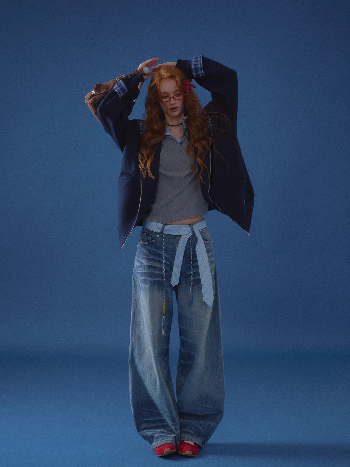 Patchwork Loose Embroidered Zip-Up Hoodie - CHINASQUAD