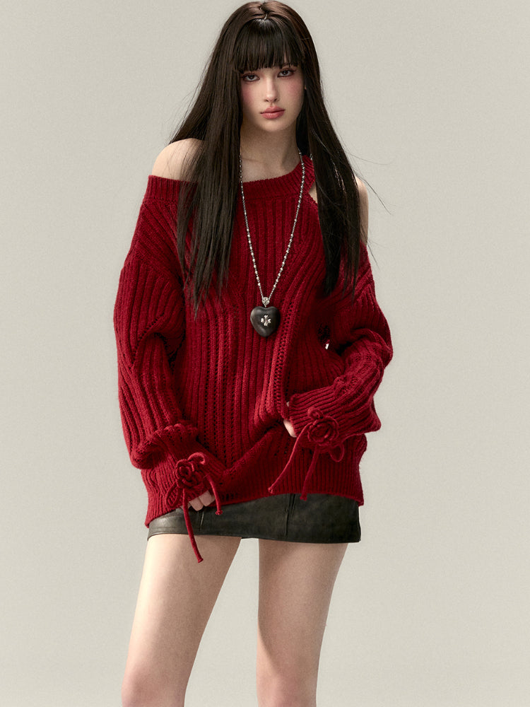 Two-Way Bowknot Irregular Sweater - CHINASQUAD