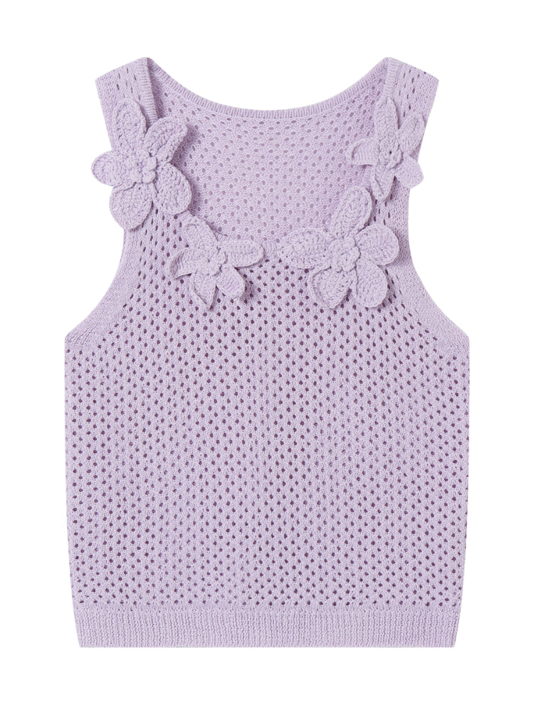 Flower Crochet Hollow-Out Camisole - CHINASQUAD