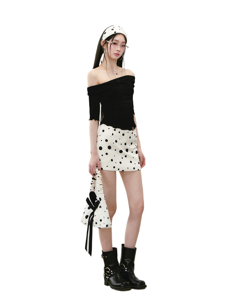 Polka Dot Zipper Reversible Skirt - CHINASQUAD