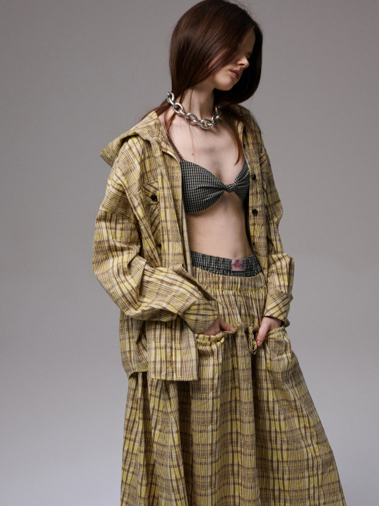 Plaid Hooded Shirt - CHINASQUAD