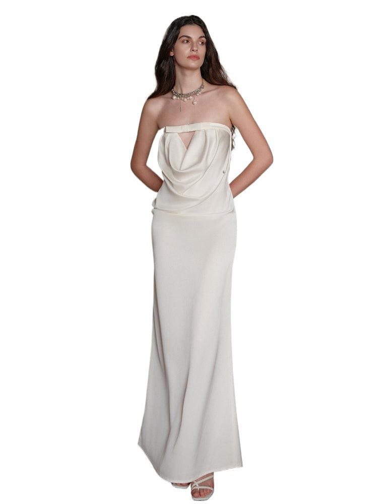 Halter Bowknot Cowl Neck Backless Dress - CHINASQUAD