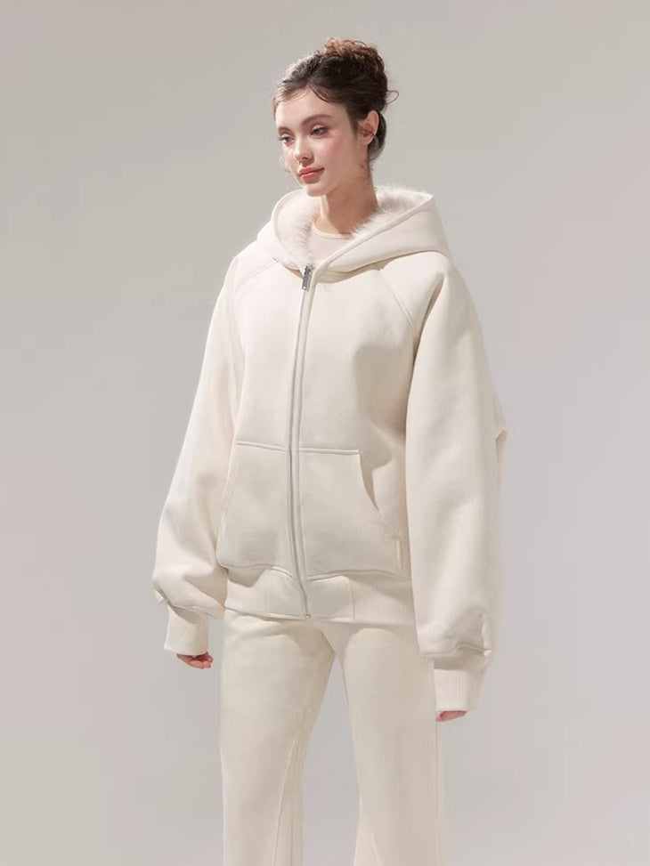 Hooded Fleece Jacket & Plush Sweatpants Set