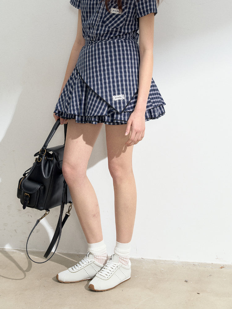 Blue Plaid College Style Tencel Cotton Shirt - CHINASQUAD