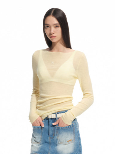 Wool Thin Crewneck Long-sleeve Blouse - CHINASQUAD