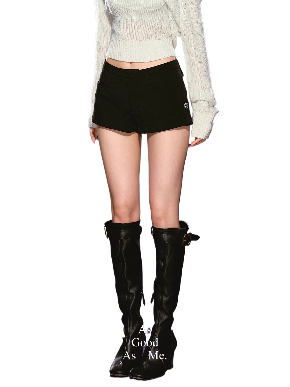 Tailored Rolled-Hem Mini Tweed Shorts