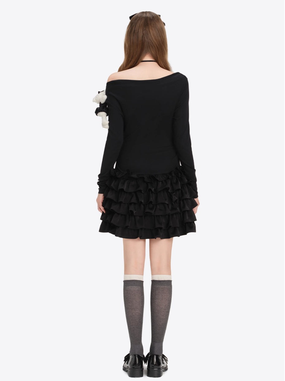 Off-Shoulder Tiered Mini Dress