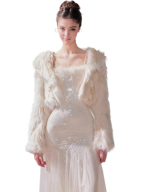 Snowmist Faux Fox Fur Toggle Cropped Jacket