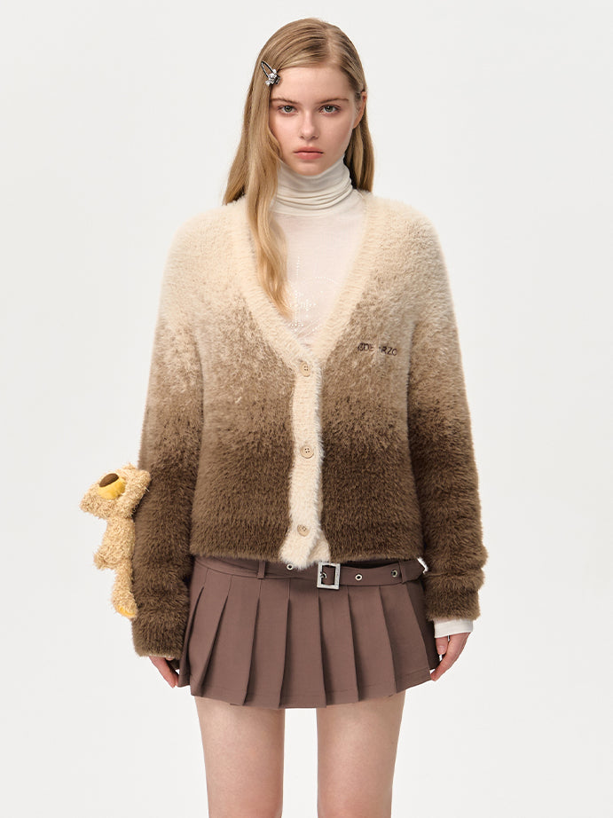 Khaki & Pink Doozoo Gradient Cardigan - CHINASQUAD