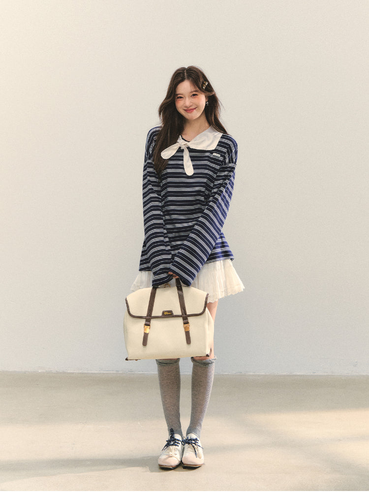 Bow Tie Stripe Long-Sleeve T-Shirt - CHINASQUAD