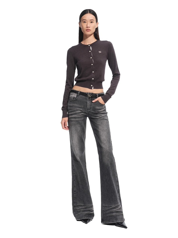 Rosemary Wool Spliced Knit Cardigan - CHINASQUAD