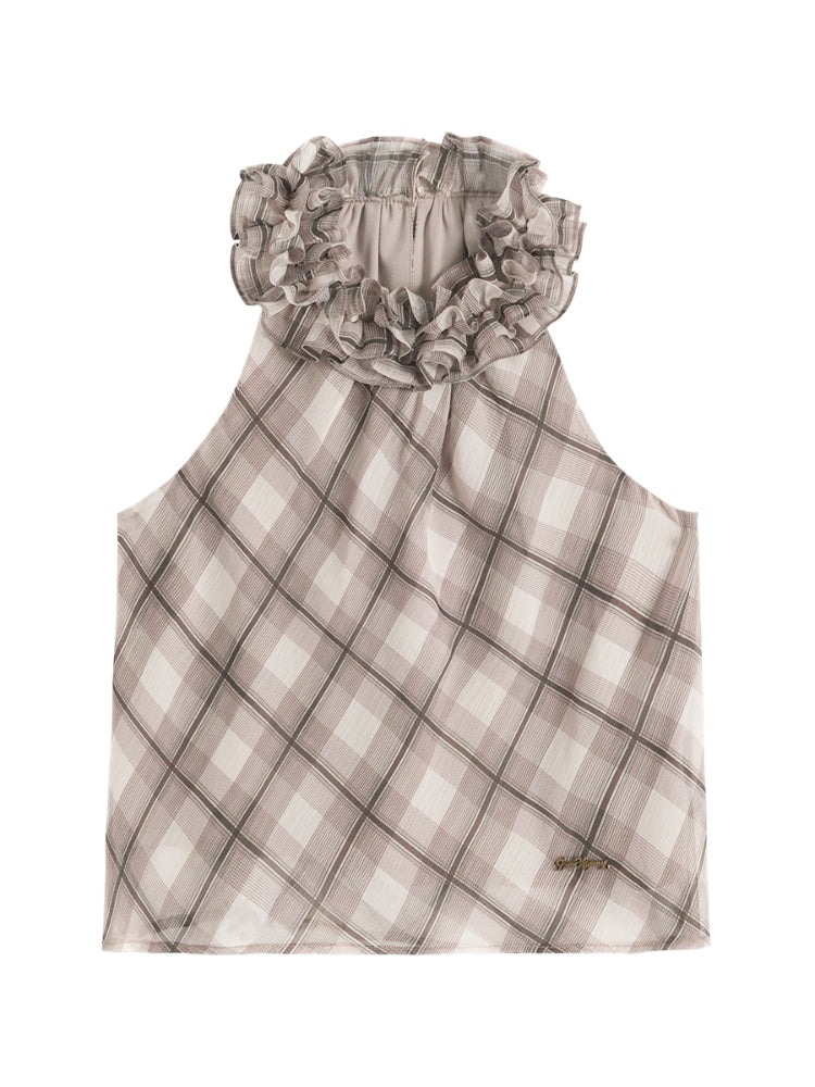 Ruched Ruffle Halter Top - CHINASQUAD