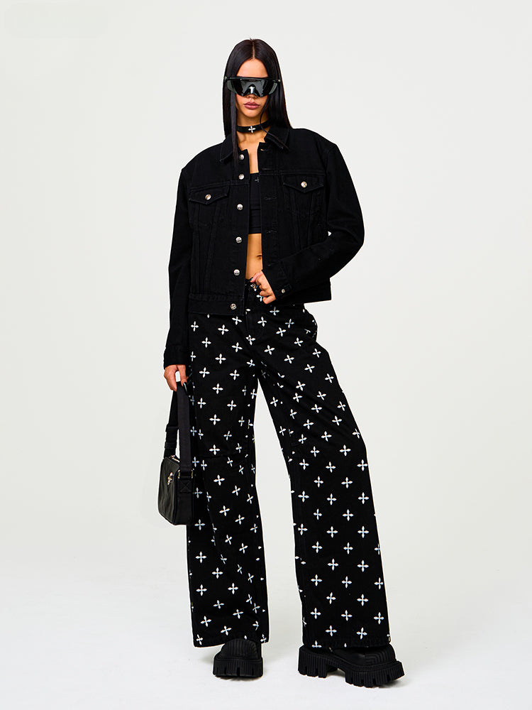 Black Garden Classic Wide-Leg Jeans - CHINASQUAD