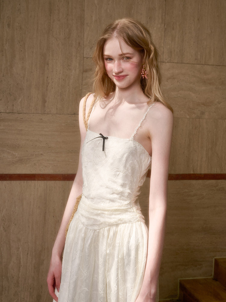 Lace Sequin Shimmer Waist - Cinching Camisole Dress - CHINASQUAD
