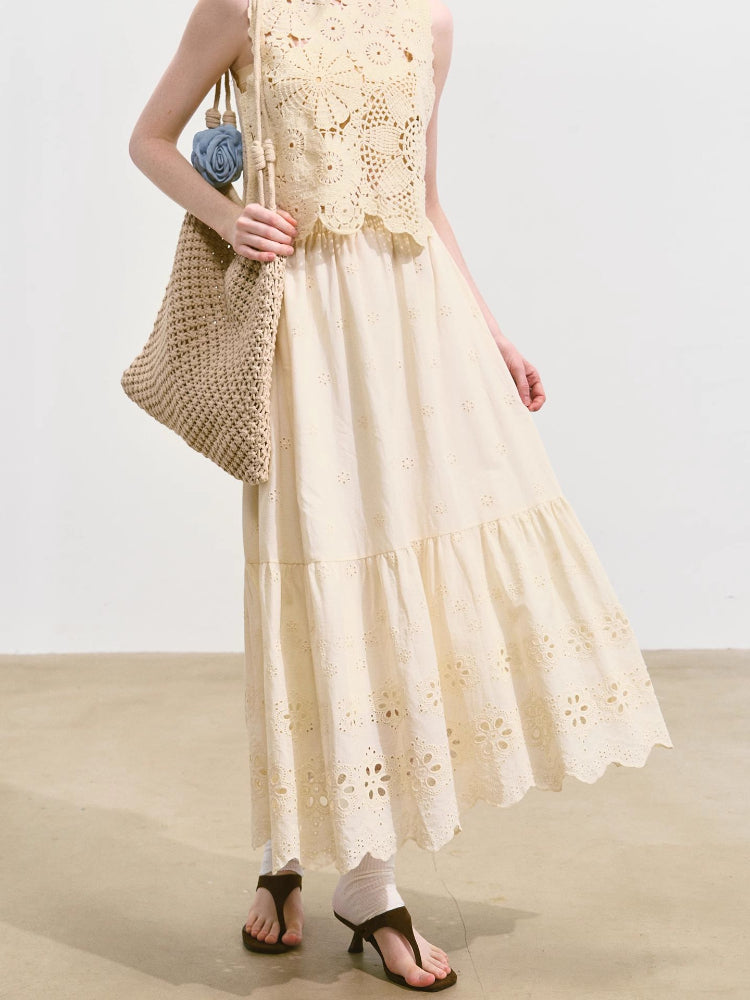 Hollow Lucky Flower Crochet Top & Skirt Set - CHINASQUAD