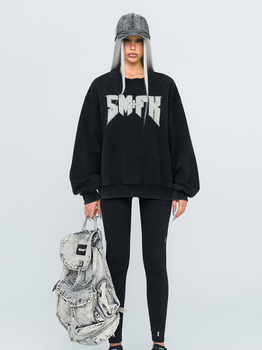 Black & White Rock Oversized Hoodie - CHINASQUAD